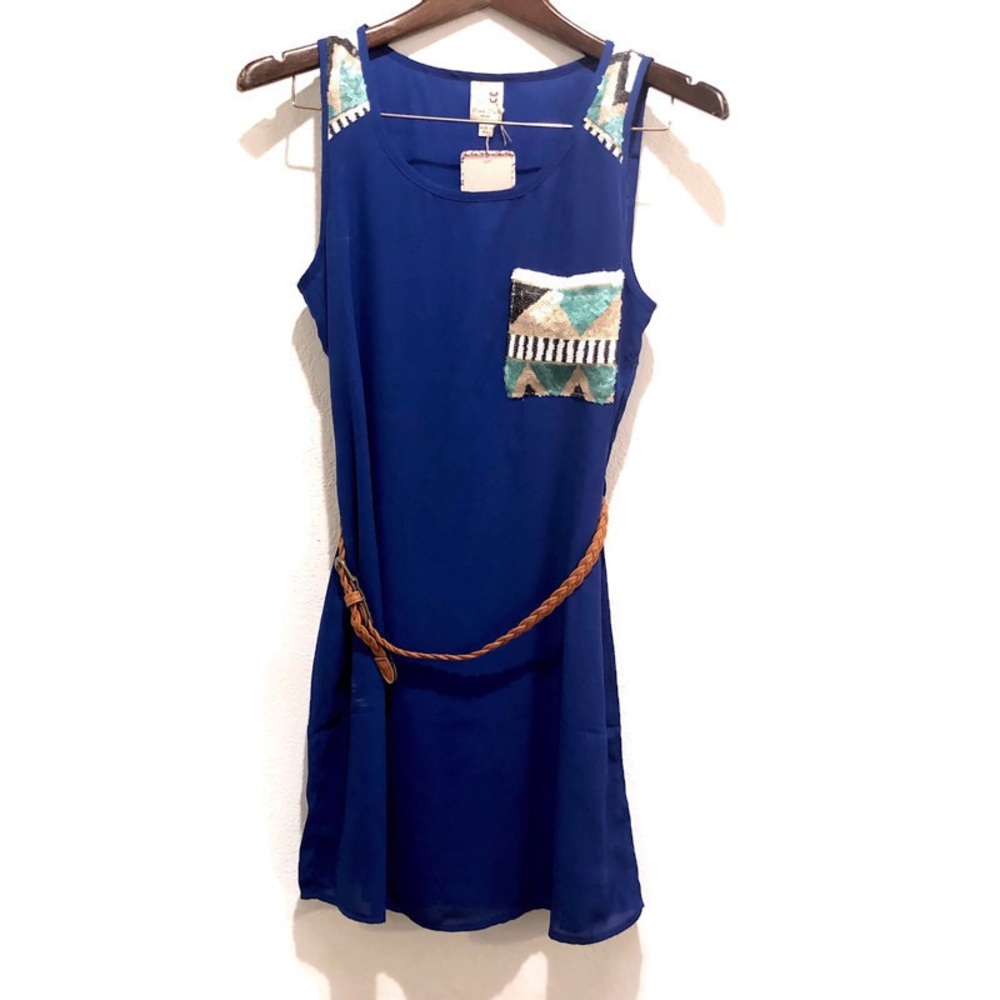 Pink Owl || NWT Aztec Sequence Blue Dress